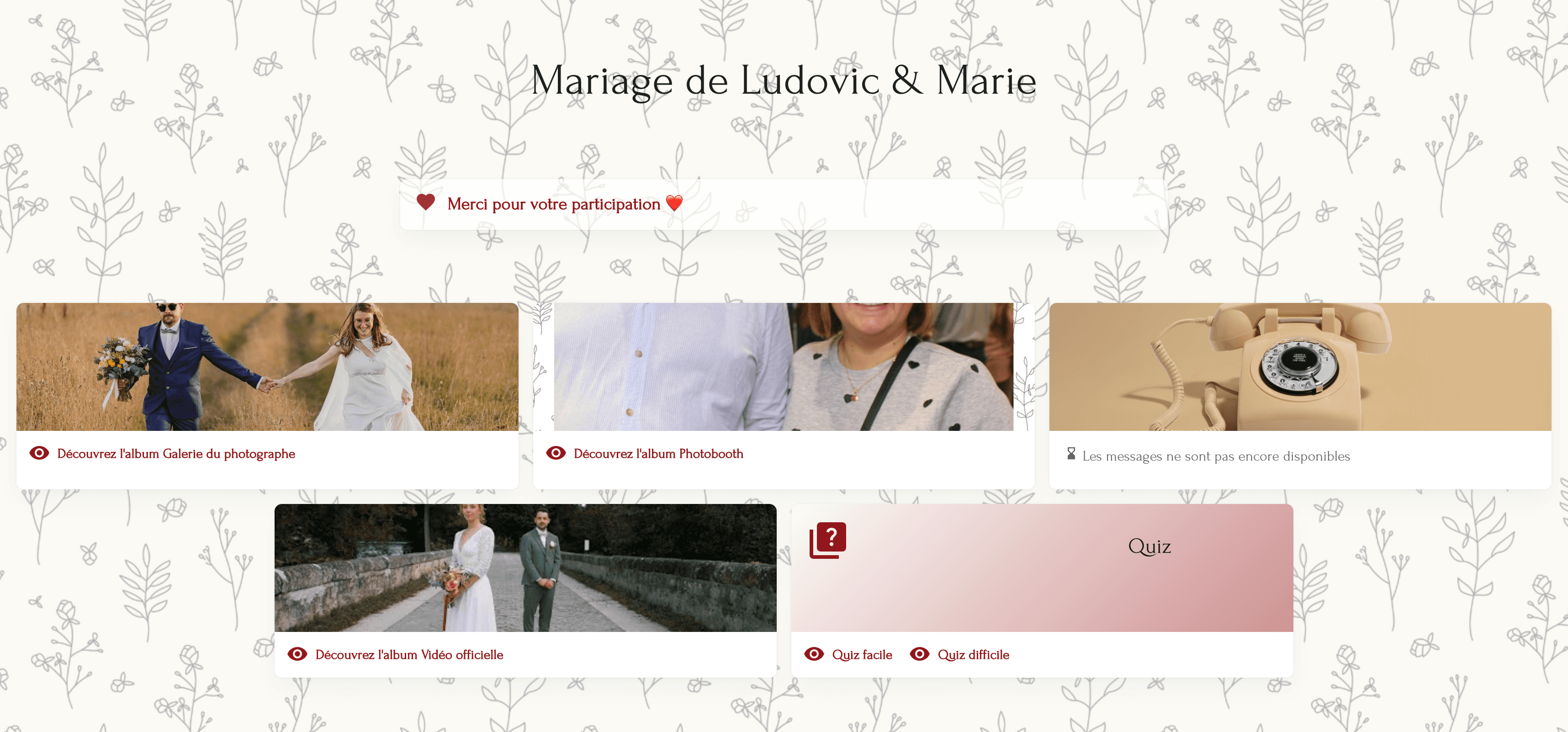 Aperçu du site invités Vintone