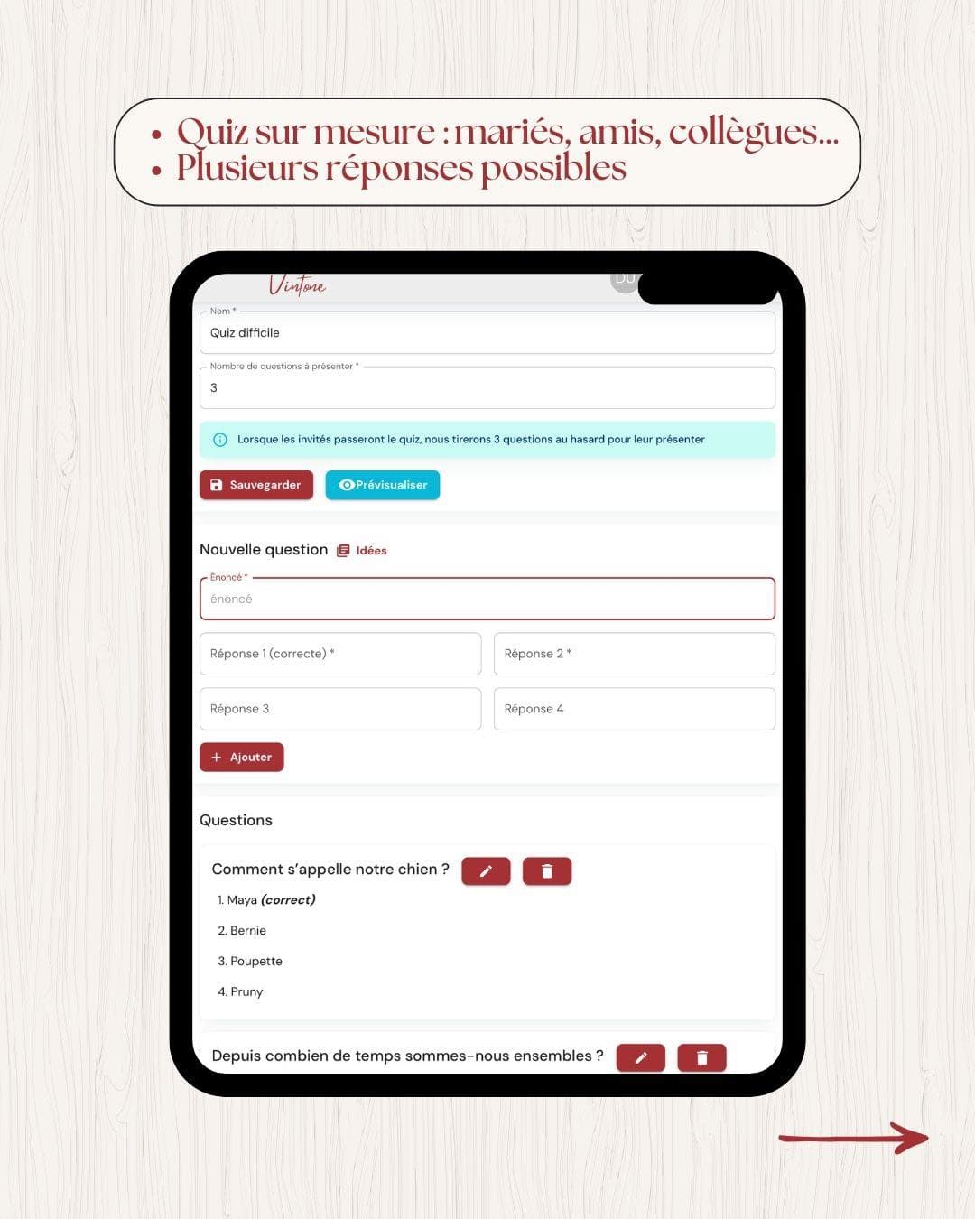 Quiz uniques, moments inoubliables.